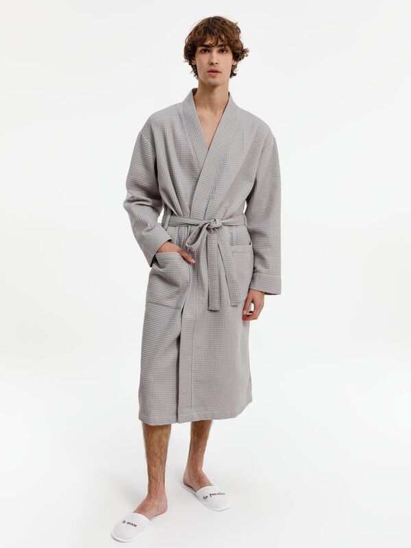 Халат вафельный Kimono, светло-серый арт.17267.13