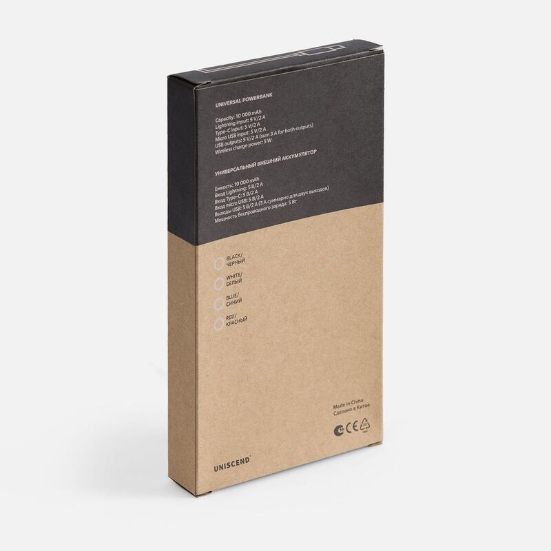 Аккумулятор с беспроводной зарядкой All Day Wireless, 10000 мАч, черный арт.27678.30