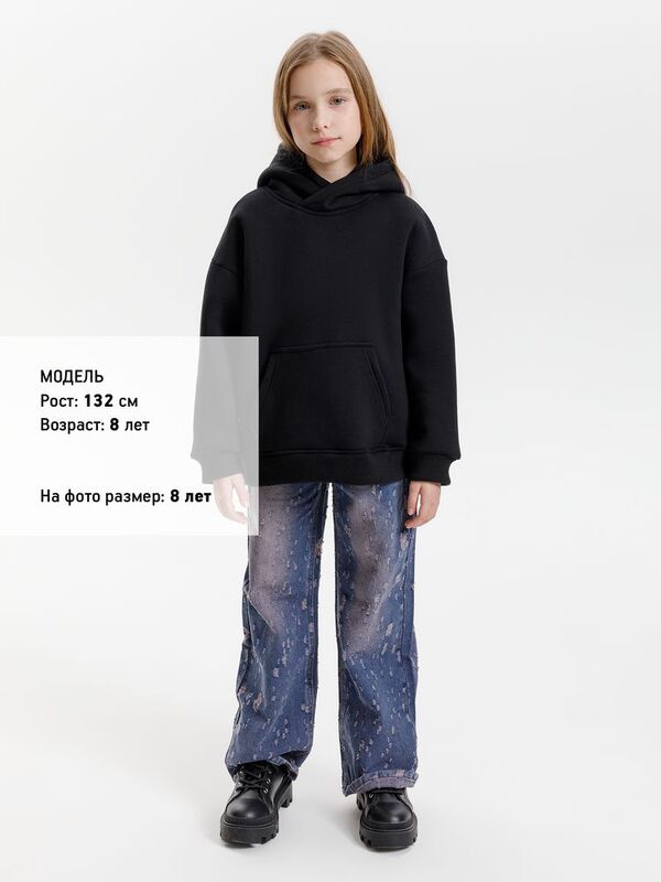 Худи детское оверсайз Junipero, черное арт.19418.30
