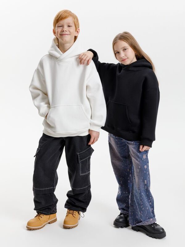 Худи детское оверсайз Junipero, черное арт.19418.30