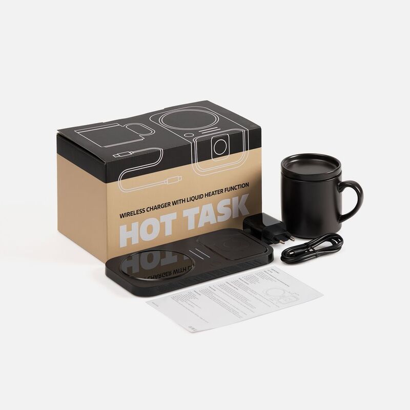 Беспроводное зарядное устройство с подогревом кружки Hot Task, черное арт.17369.30