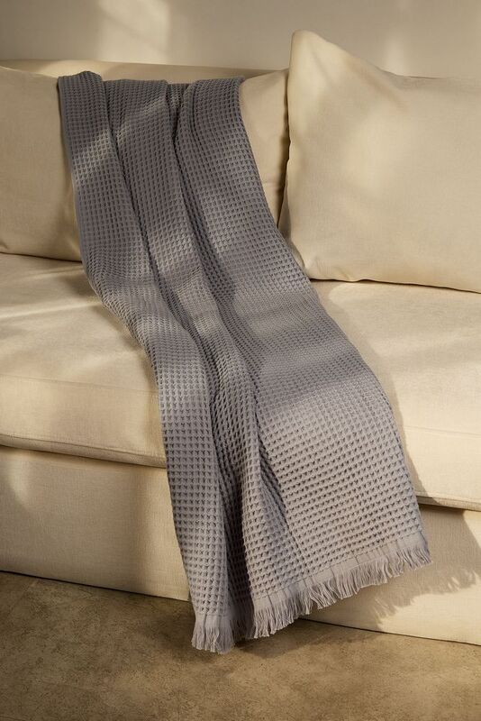 Плед вафельный Elenglect, светло-серый арт.17378.10