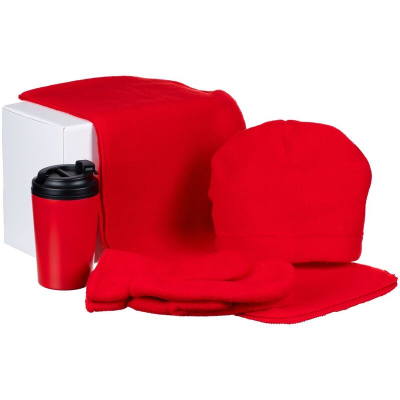 Набор Fleecy с термостаканом, красный арт.20436.50