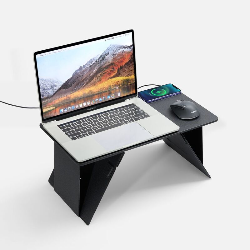 Складной стол для ноутбука с беспроводной зарядкой Kickstand Table, серый арт.17486.10