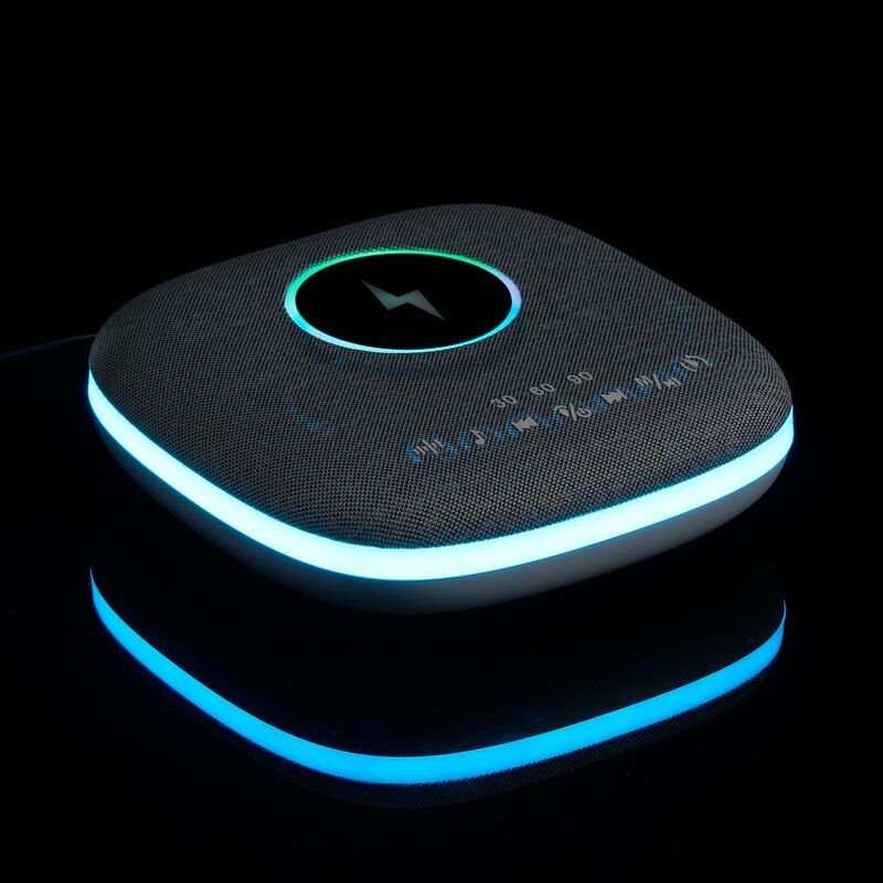 Bluetooth-колонка с беспроводной зарядкой и подсветкой Terrafonic, серая арт.17487.10