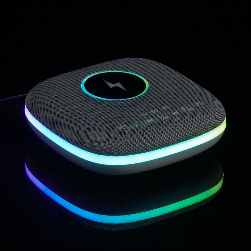 Bluetooth-колонка с беспроводной зарядкой и подсветкой Terrafonic, серая арт.17487.10