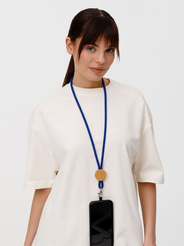 Шнурок для бейджа Tube Wood, синий арт.20382.40