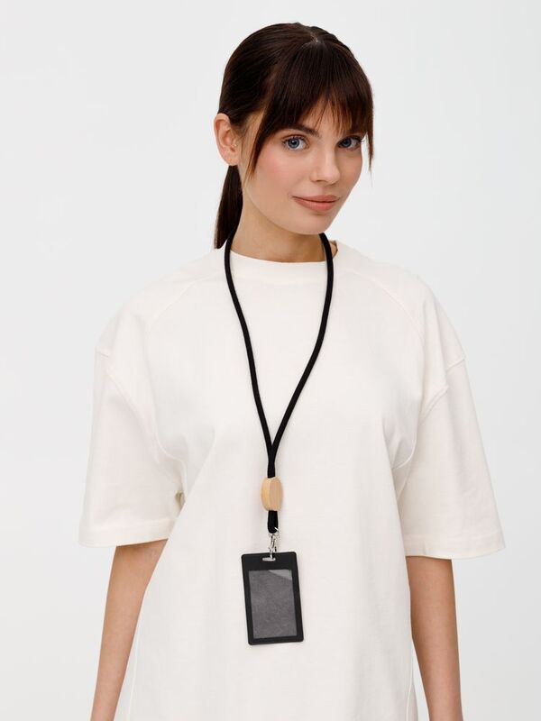 Шнурок для бейджа Tube Wood, черный арт.20382.30