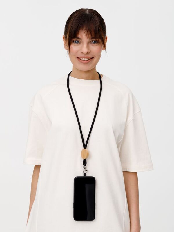 Шнурок для бейджа Tube Wood, черный арт.20382.30