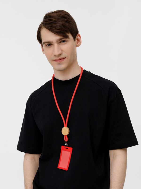 Шнурок для бейджа Tube Wood, красный арт.20382.50