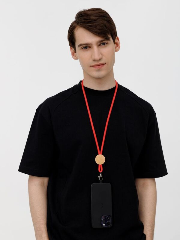 Шнурок для бейджа Tube Wood, красный арт.20382.50