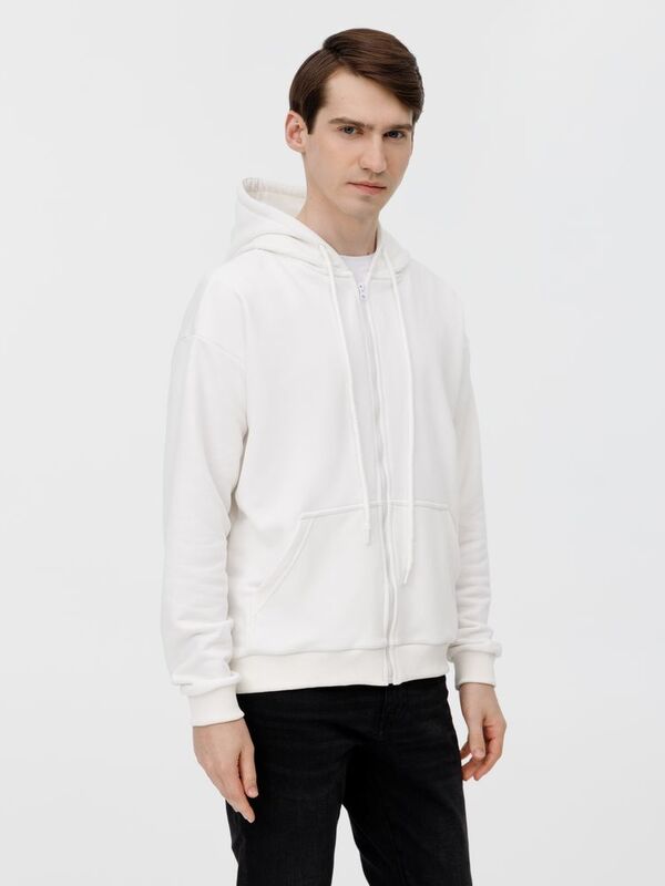Толстовка унисекс оверсайз на молнии Zippy Terry, белая арт.19883.60