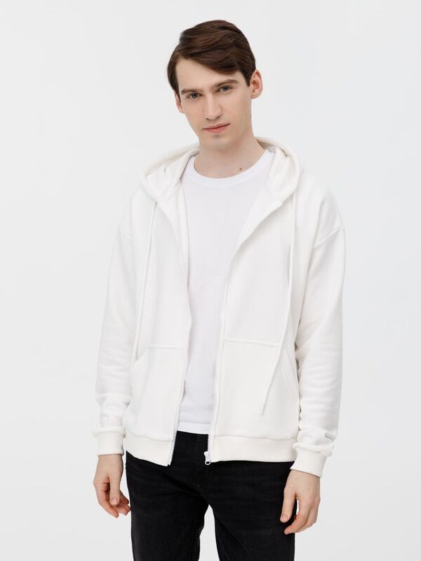 Толстовка унисекс оверсайз на молнии Zippy Terry, белая арт.19883.60