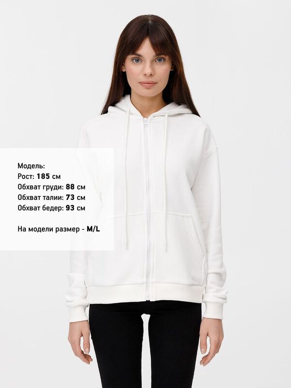 Толстовка унисекс оверсайз на молнии Zippy Terry, белая арт.19883.60