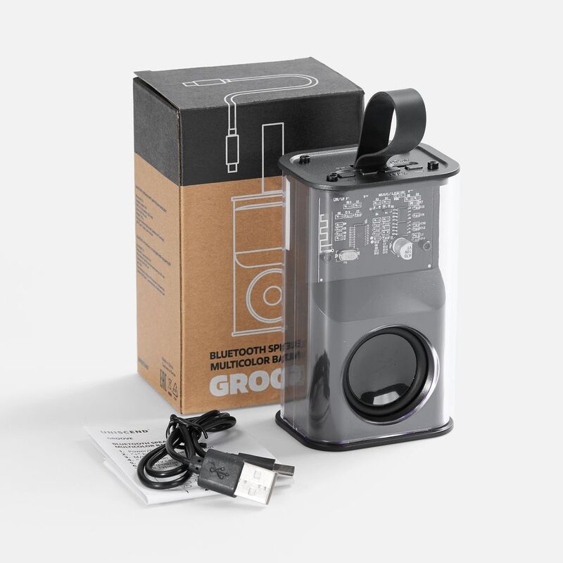 Bluetooth-колонка с подсветкой Groove, серая арт.17643.10