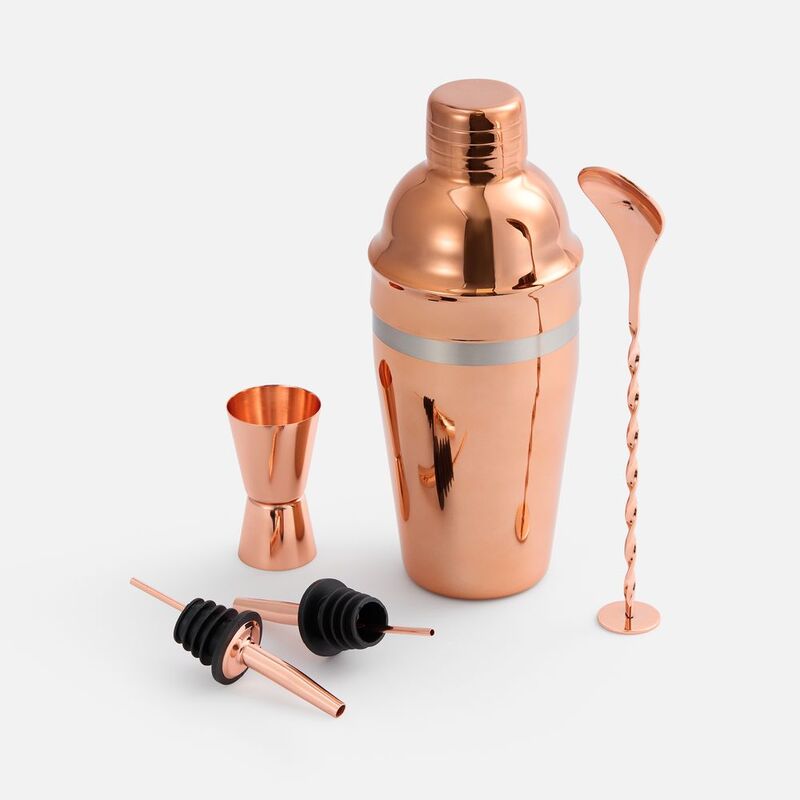 Набор для приготовления коктейлей Pourpour, медный с серебристой линией арт.15597.01