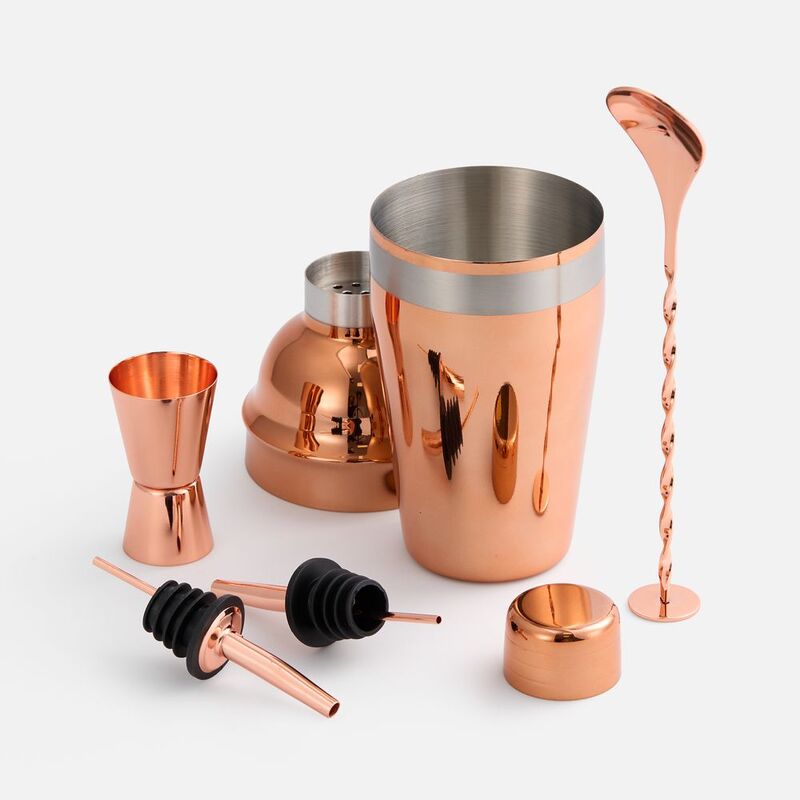 Набор для приготовления коктейлей Pourpour, медный с серебристой линией арт.15597.01