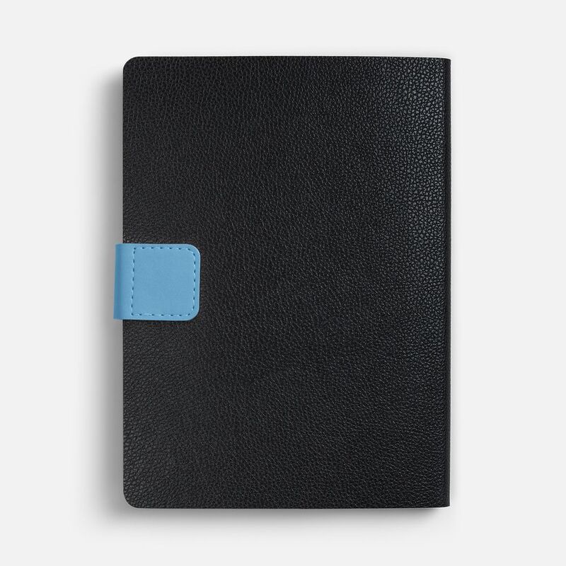 Ежедневник Boom, недатированный, черный с голубым арт.15768.14