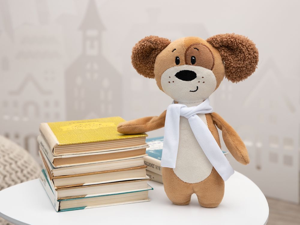 Мягкая игрушка Beastie Toys, собачка с белым шарфом арт.19989.01