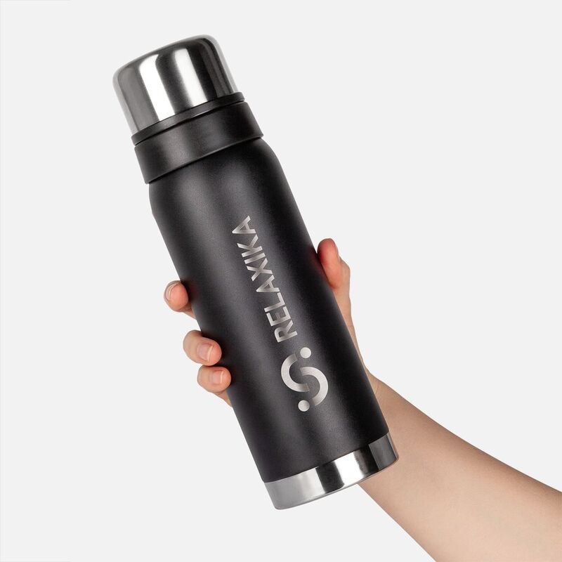 Термос Relaxika 750 со стикерпаком, черный арт.18446.30