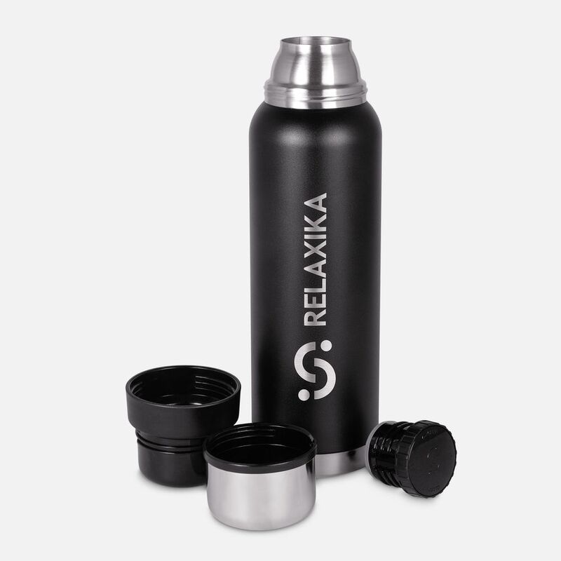 Термос Relaxika 1000 со стикерпаком, черный арт.18447.30