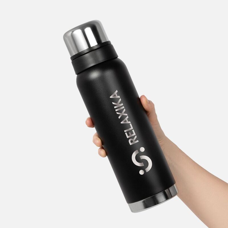 Термос Relaxika 1000 со стикерпаком, черный арт.18447.30