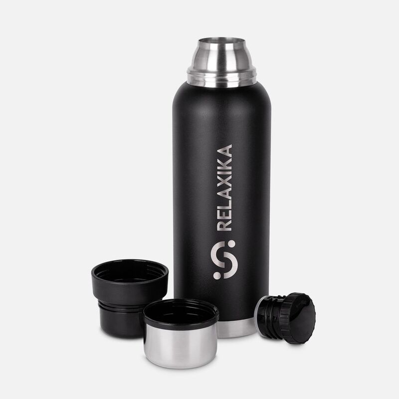 Термос Relaxika 1200 со стикерпаком, черный арт.18448.30