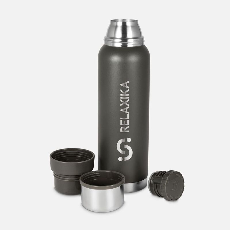 Термос Relaxika 1000 со стикерпаком, хаки арт.18447.90