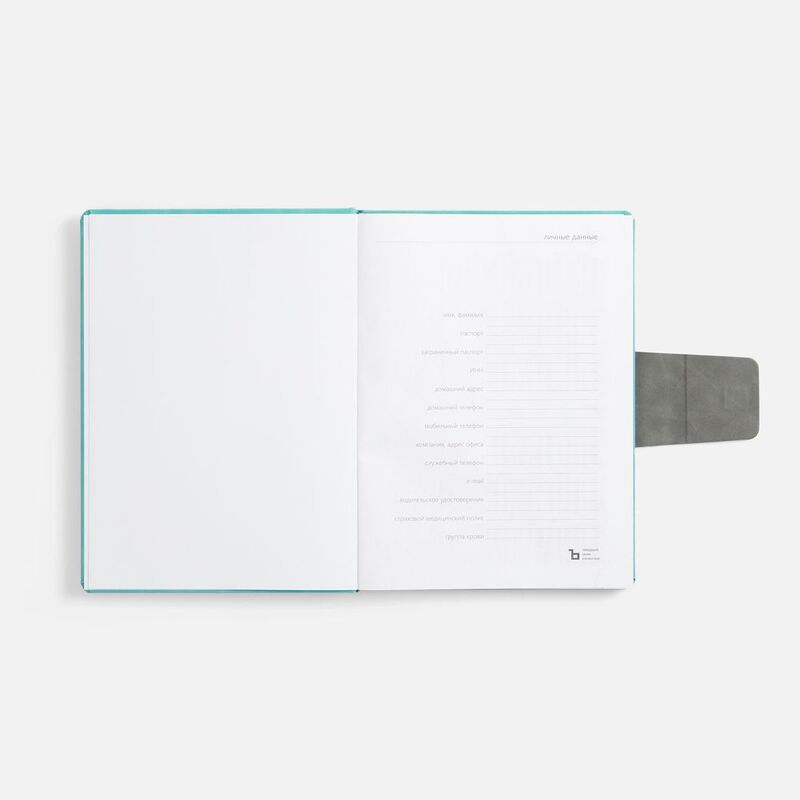 Ежедневник Grande Strap на заказ, датированный, бирюзовый арт.18860.49