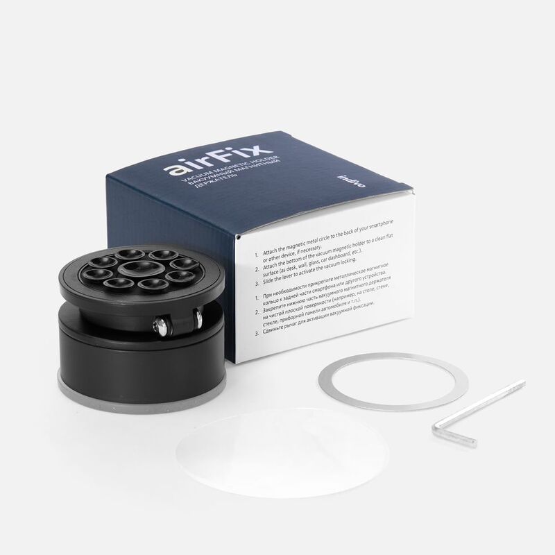 Вакуумный магнитный держатель airFix, черный с серым арт.18391.30