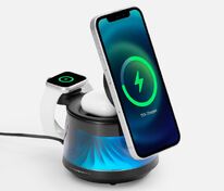 Bluetooth-колонка с подсветкой и беспроводной зарядкой Quantium, черная арт.18395.30