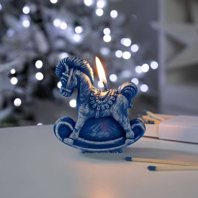 Свеча фигурная &laquo;Лошадка-качалка&raquo;, синяя арт.20333.40