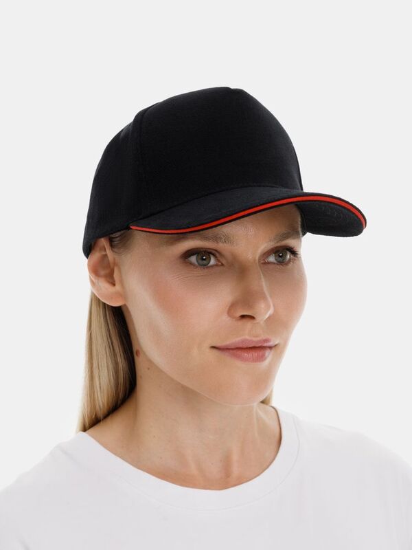 Бейсболка Classic 2.0, черная с красным кантом арт.21848.35