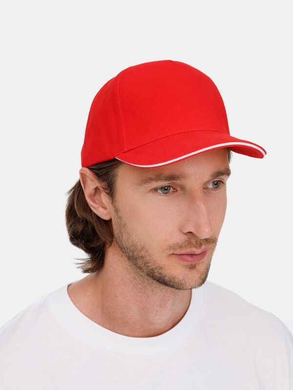 Бейсболка Classic 2.0, красная с белым кантом арт.21848.56
