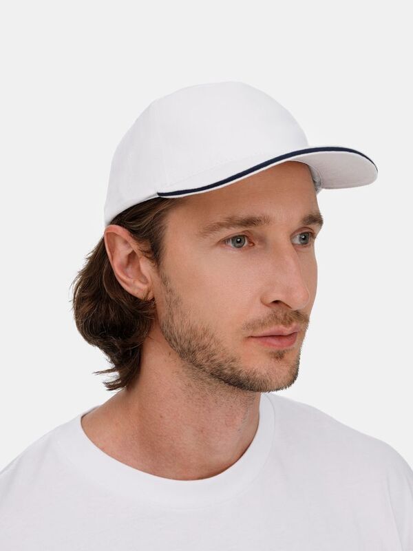 Бейсболка Classic 2.0, белая с темно-синим кантом арт.21848.64