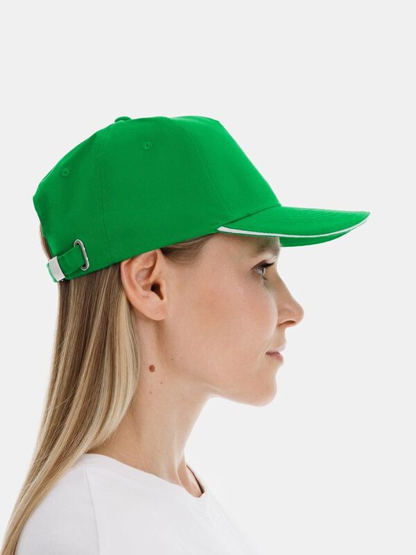 Бейсболка Classic 2.0, ярко-зеленая с белым кантом арт.21848.92