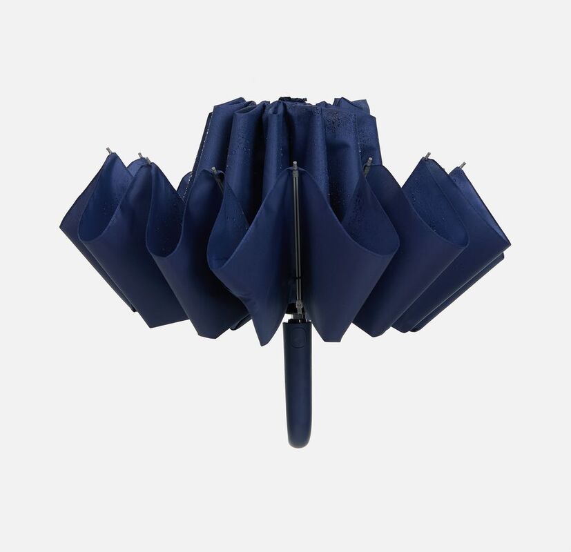 Зонт обратного сложения inLoop с ручкой-карабином, темно-синий арт.22329.40