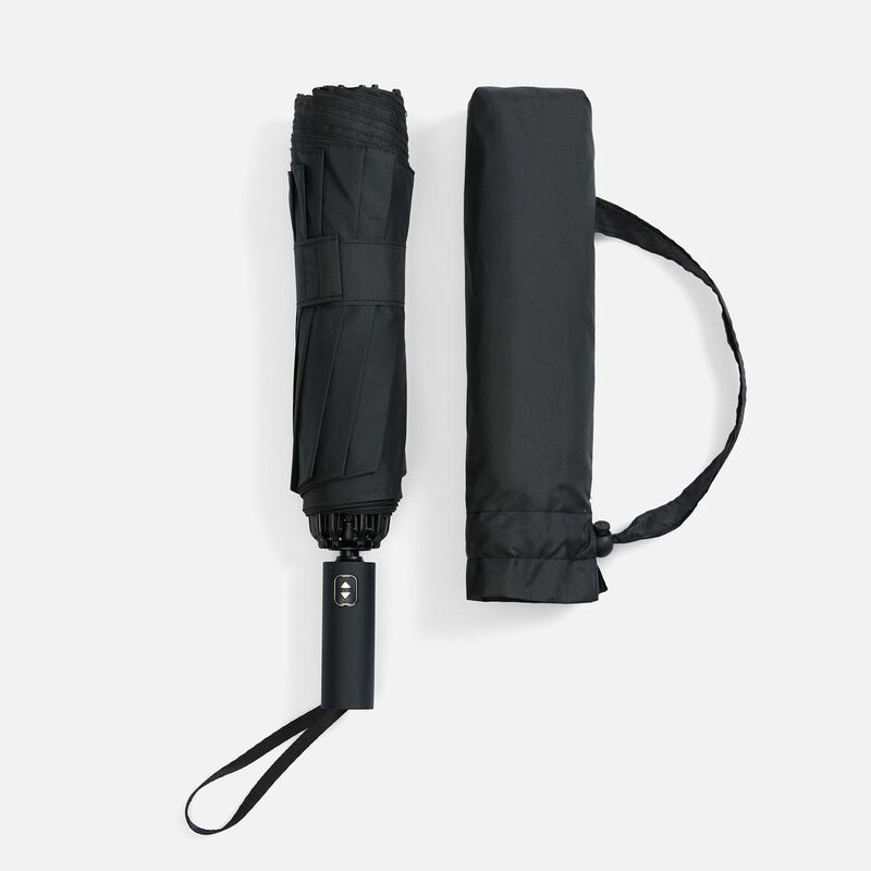 Зонт обратного сложения twoGether с двойным куполом, черный арт.22330.30