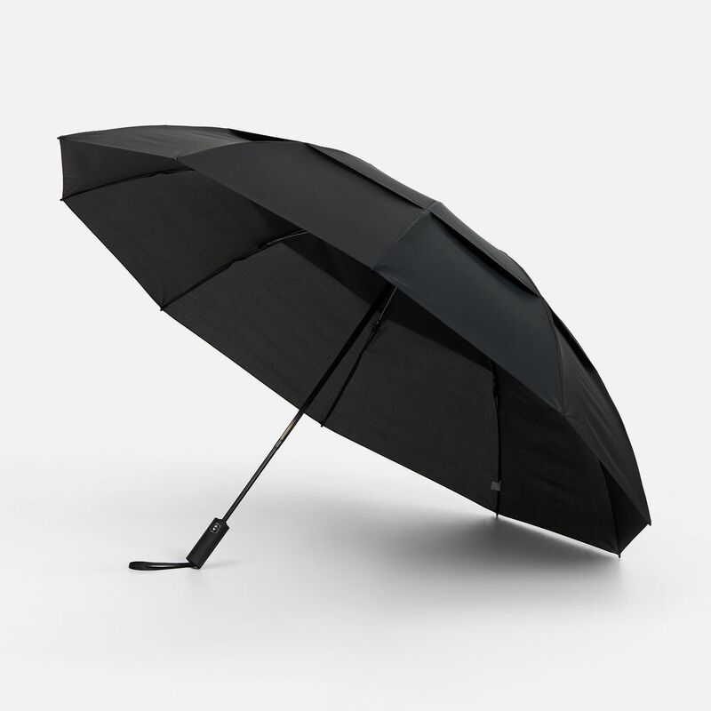 Зонт обратного сложения twoGether с двойным куполом, черный арт.22330.30