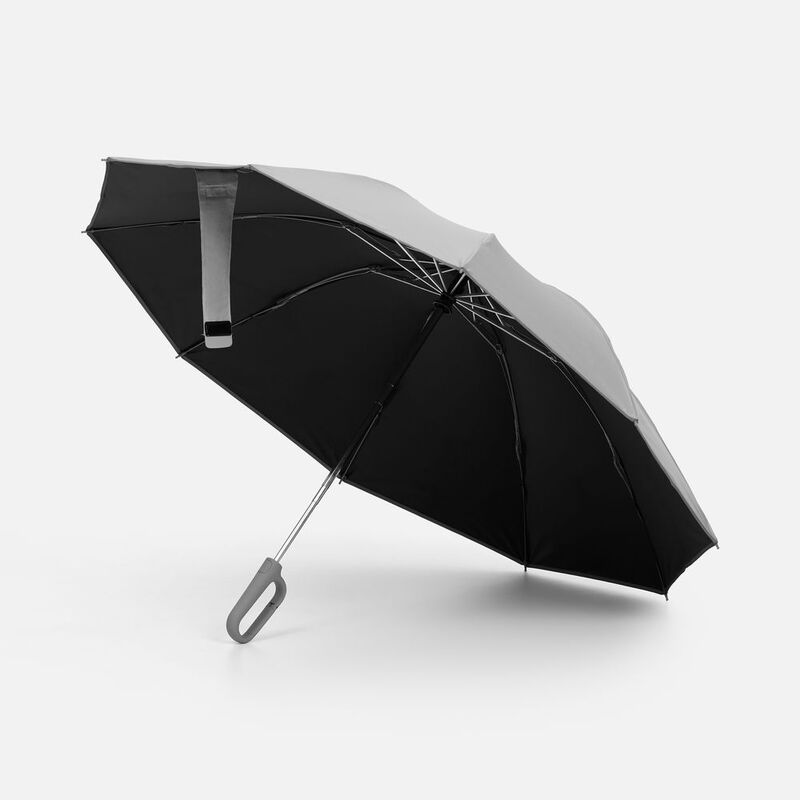 Зонт обратного сложения с ручкой-карабином Foldberry, серый арт.22324.10