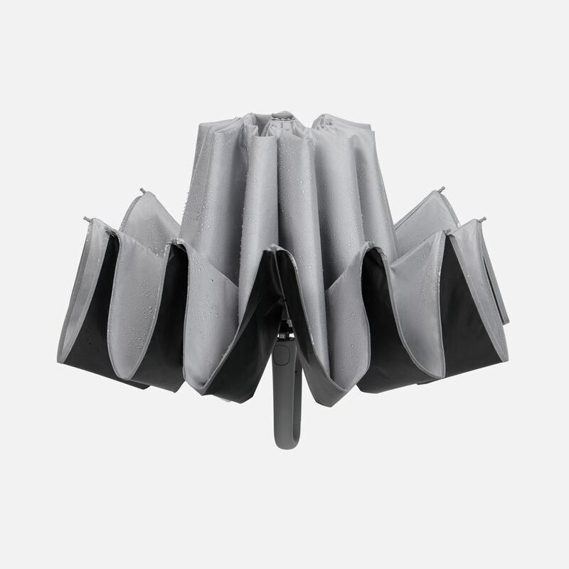 Зонт обратного сложения с ручкой-карабином Foldberry, серый арт.22324.10