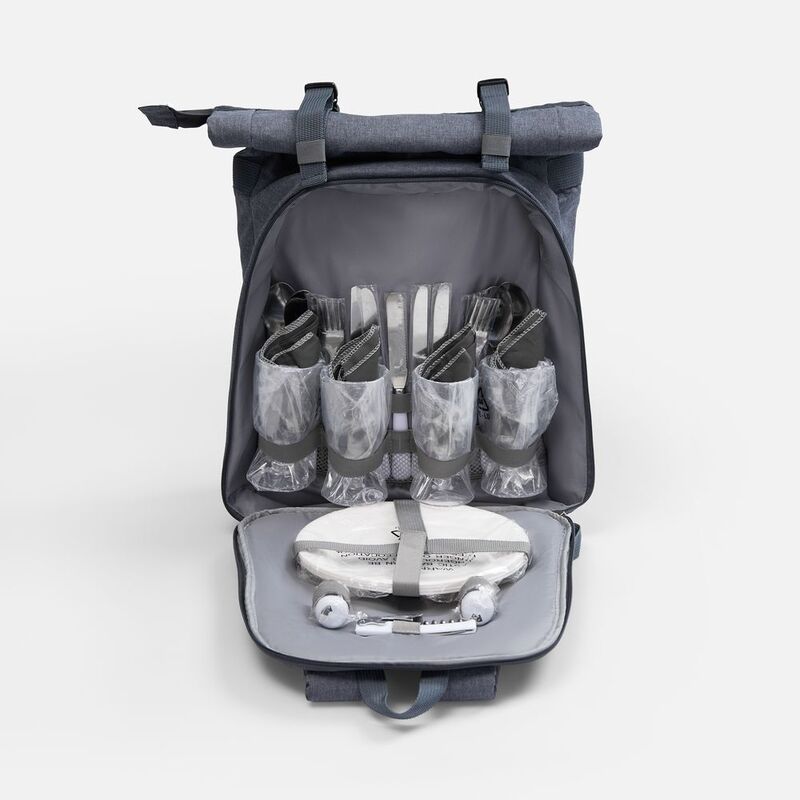 Набор для пикника Picnivo на 4 персоны, темно-серый меланж арт.63057.13