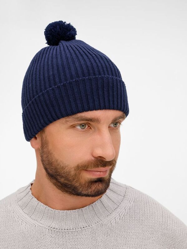 Шапка Catch Match с помпоном, темно-синяя арт.20386.41
