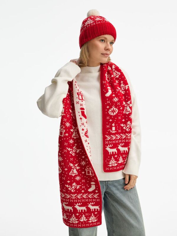 Шарф Holidale, красный с молочным арт.20786.56