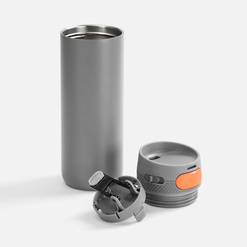 Термостакан X1 с цветной кнопкой, серый с оранжевым арт.19941.12