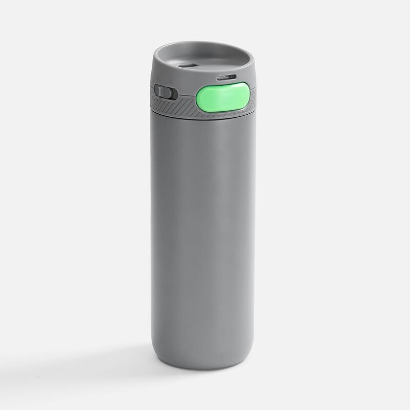 Термостакан X1 с цветной кнопкой, серый с зеленым арт.19941.18