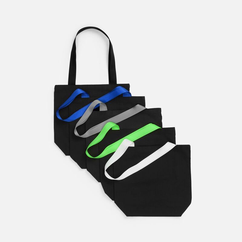 Шопер B5, черный с широкими зелеными ручками арт.19267.94